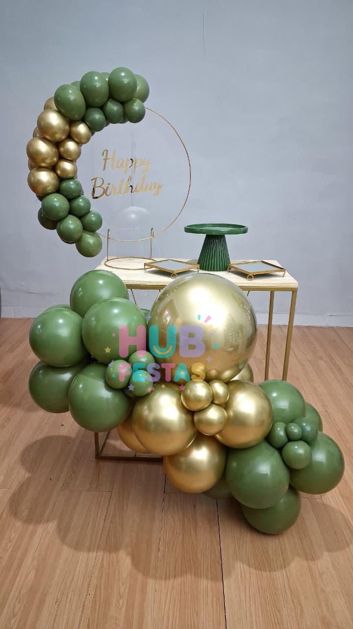 Festa na Mesa Adulto Verde e Dourado